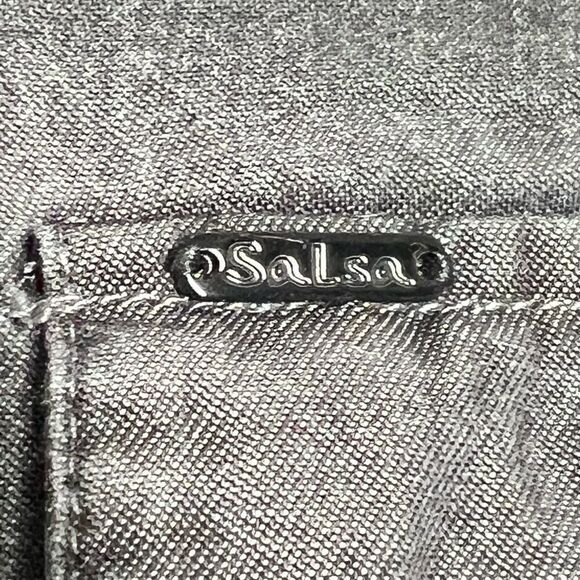 SALSA NWOT Thin Denim Shirt Black Gray Button Down Size XS Long Sleeve - Picture 4 of 16